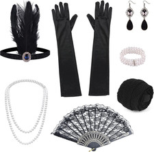 Juego de 10 piezas de accesorios Gatsby Flapper años 20 moda rugiente tema años 20