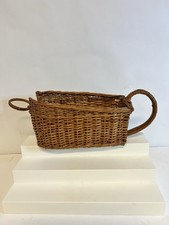 Wicker Basket with Handles Rectangular Farmhouse Bread Serving Storage