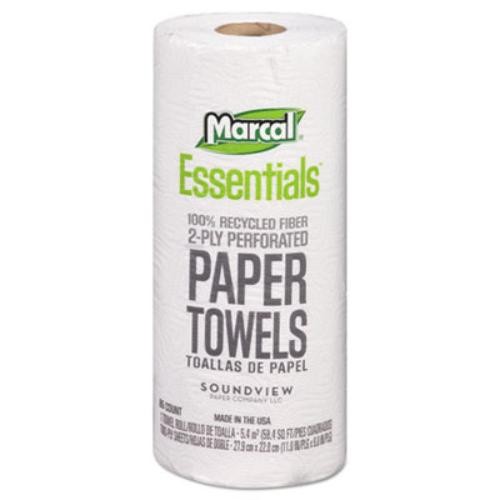 Toallas de cocina perforadas Marcal 06350, blancas, 2 capas, 9"x11", 85 hojas/rollo, 30