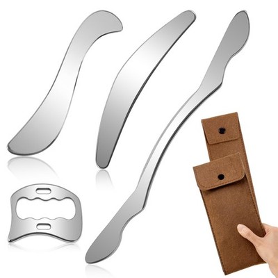 Muscle Scraper Tool, 4 in 1 Gua Sha Body Tool with Long Bar and Derma Edge fo...