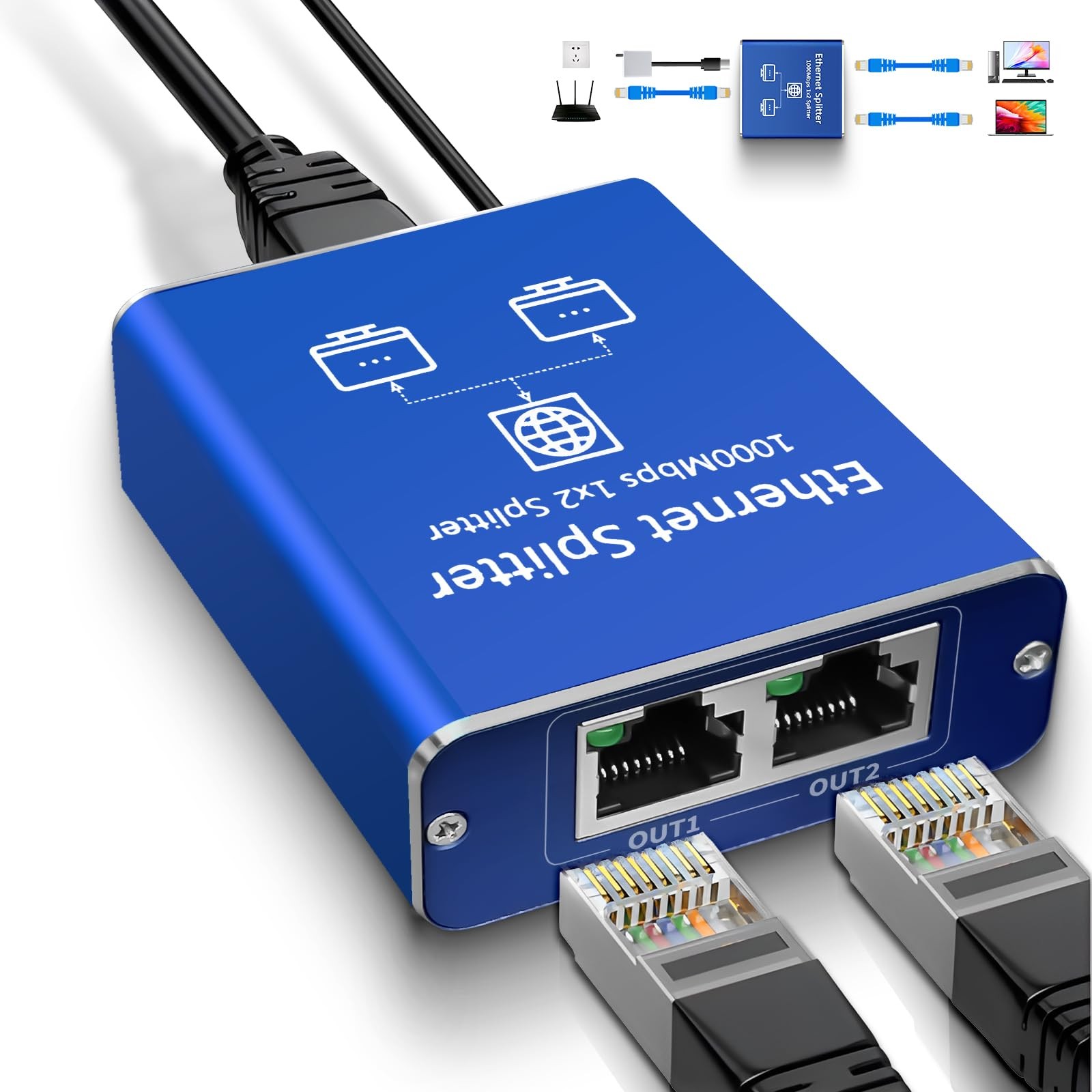 Switch RJ45 1 à 2 ports fini le manque de prises murales Ethernet 1000Mbps