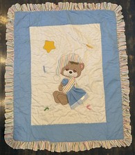 EUC! VTG 1982 Morgan Teddy Beddy Bear Baby Crib Comforter Blanket Sleepy Bear