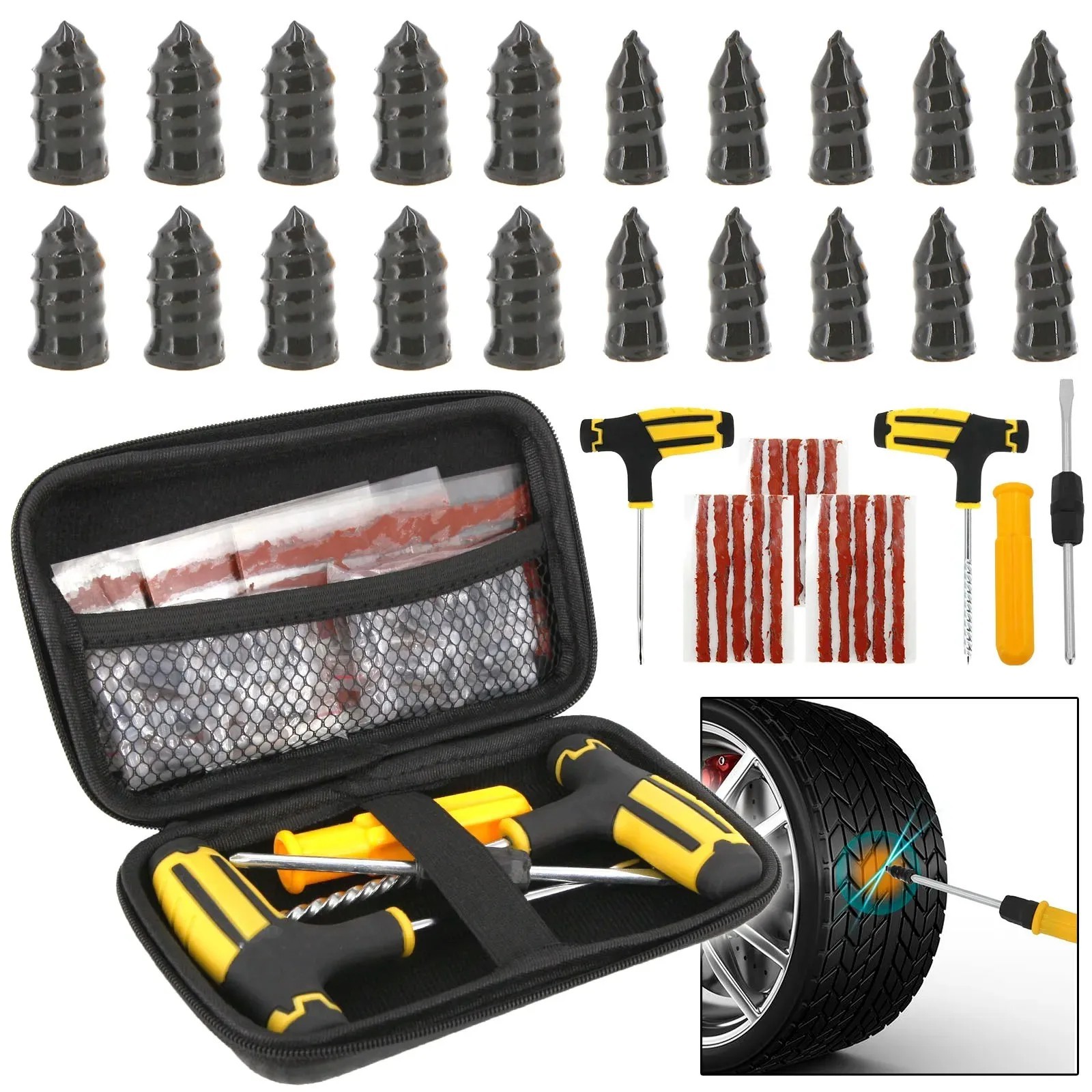 Kit di Riparazione Pneumatici Tubeless per Auto e Moto