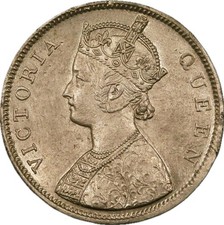 BRITISH INDIA 1862 BUST SILVER 1 ONE RUPEE  UNC BU DETAILS COIN - B45