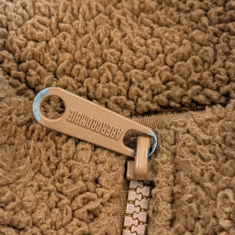 Abercrombie Niños 9/10 Años Marrón Cuello Simulado Sherpa Vellón Cremallera Completa Chaqueta Peluche Acogedora Foto 3 de 4