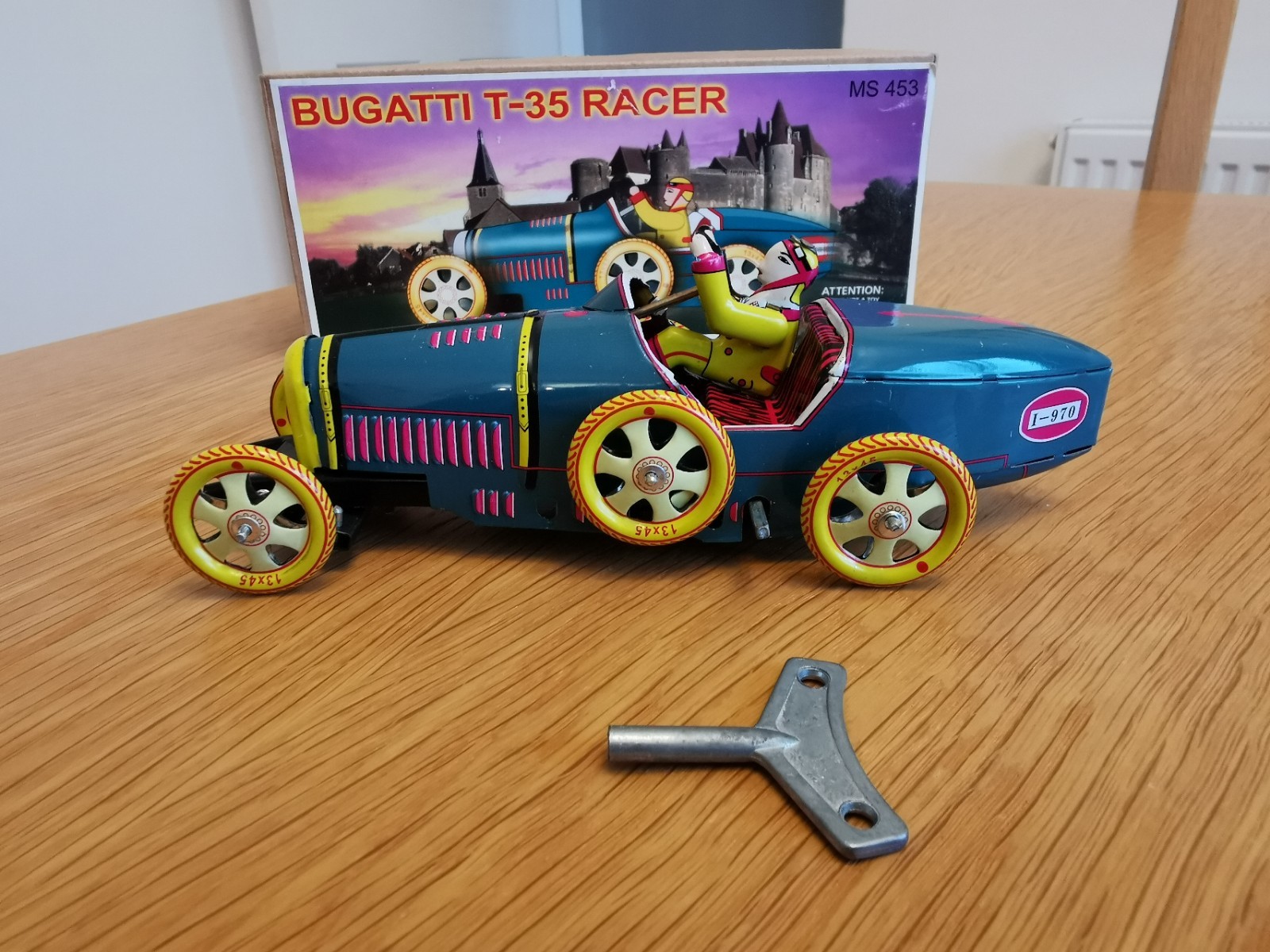 Schylling Collector Series Bugatti T-35 Racer MS453 Clockwork Wind-Up Tin Car