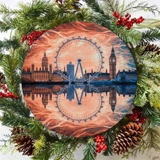 2D 2D8X8Inch Aluminum Foil Etched Wall Art Decoration- London Skyline Reflection