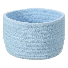 Blue Small Cotton Rope Woven Storage Basket Round 6.3"x4.4"