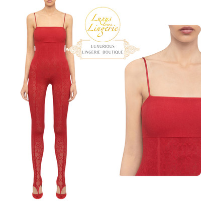 INTRICATE SHEER PATTERN JUMPSUIT Wolford X SIMKHAI XS red Ganzkörper Einteiler