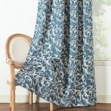Deep Blue Living Room Curtains, Modern Elegant Abstract Line Design Window Tr...