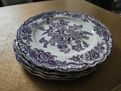 4 Vintage Crown Ducal Bristol Mulberry Purple Beilagenteller @14,5 cm