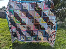 Vintage patchwork boho hippy crazy quilt - please read
