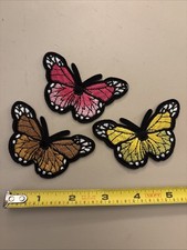 3 Pc Brown Yellow  Pink Butterflies Iron on patch Camping Nature Butterfly