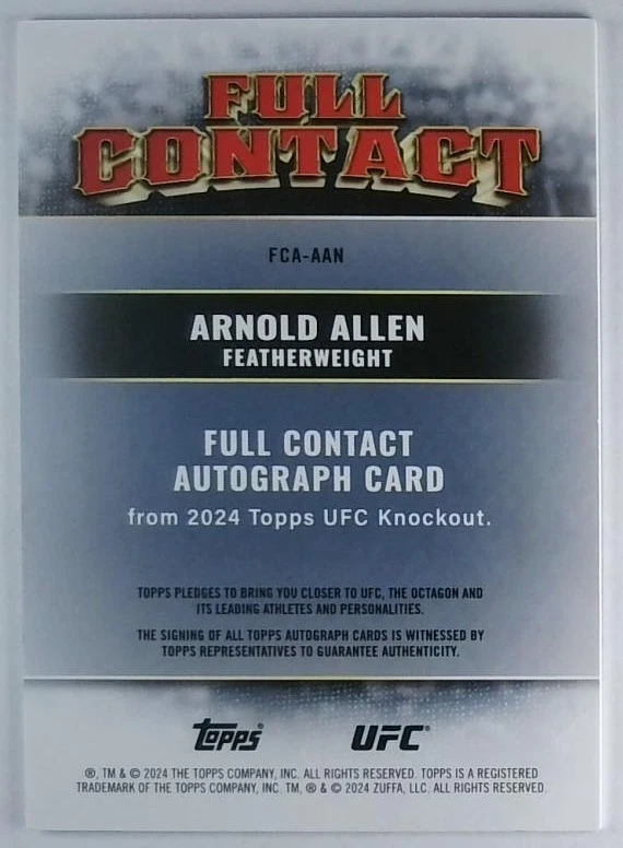 2024 Topps UFC Knockout Full-Contact Auto Arnold Allen RED 05/25!!! #FCA-AAN - Image 2 of 2