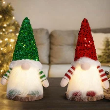 2Pcs Gnome Christmas Decorations Light Up, Cute Glowing Christmas Gnomes  
