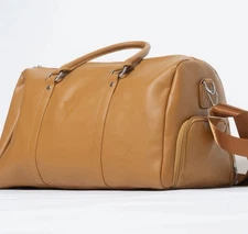 Villian Tan Vegan Leather Travel Carry-on Duffel Bag Weekender Overnight Bag