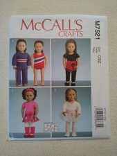 McCall's M7521 18" Doll Clothes 4 Individual Outfits Uncut