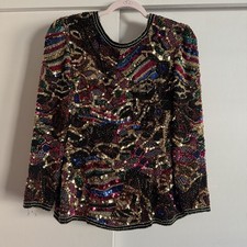 Vintage Escada Funky 80s/90s Heavily Beaded/Sequined Blouse Best Fit Medium VGUC