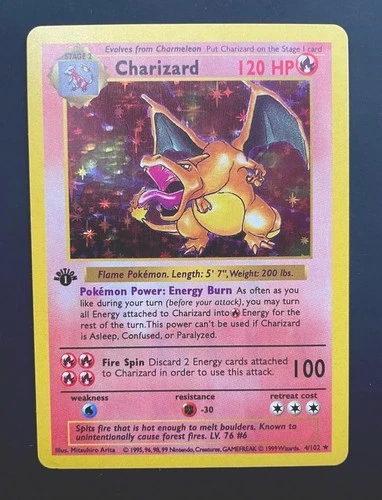 Pokémon TCG Charizard 1999-2000 Base Set Holo Rare Card 4/102