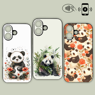 Handyhülle Panda Blumen Bambus Aquarell Kunst MagSafe iPhone Samsung Motorola