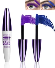 5D Colored Mascara Volume and Length,Blue Purple Waterproof Smudge-proof Masc...