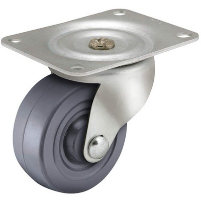 SHEPHERD CASTER PSQ25115ZN-3H Plate Caster,Swivel,Rubber,3 1/4''H 60EZ07