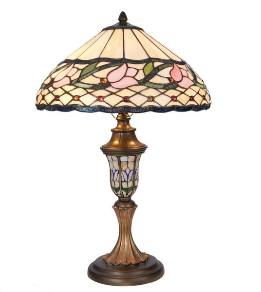 Lumilamp 5LL-5774 Tiffany Tischlampe Ø 40X60 Cm Rosa Bunt-image