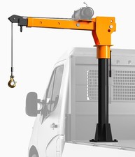 2200lb Folding Truck-Mounted Bed Crane - 5000lb Winch, Painted Steel Jib Hois...