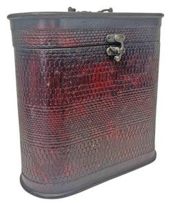 Faux Crocodile Storage Case Burgundy Decorative Box Chest Office Shelf Décor