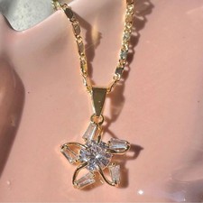 Crystal star flower necklace and earring set