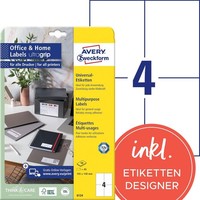 Avery Zweckform Universal-Etiketten Office&Home 105 X 148 Mm Weiß 40 Etiketten