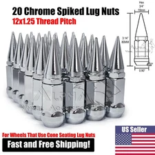 20 Chrome 12x1.25 Spiked Conical Lug Nuts For Nissan 400Z 370Z 350Z Skyline GT-R