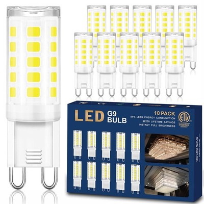 10 Pack G9 LED Bulb Bi Pin Base, 6000K Daylight 4W (40W Halogen Equivalent) T4 G