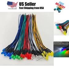 50pcs 3V-4.5V-5V-6V-7.5V-9V-12VDC 5mm Red/Yellow/Green/Blue/White LED Lights ...