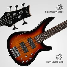 LEADZM 44 Inch GIB 5 String H-H Pickup Laurel Wood Fingerboard