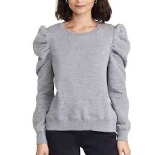 Rebecca Minkoff Janine Sweatshirt Women XS Gray EUC Puff Shoulder Long Sleeve