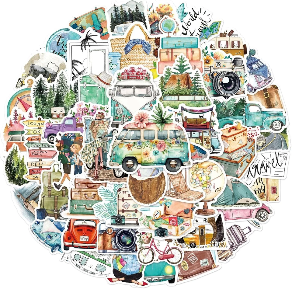 Reiseaufkleber 50 PCS Sticker Set Scrapbook Zubehör Mini Größe Journaling - Bild 2 von 4