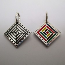 Sterling Silver Enamel Log Cabin Quilt Block Pattern Charm for Bracelet BCS Gift