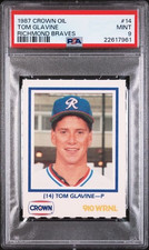 1987 Crown Oil Richmond Braves Tom Glavine #14 PSA 9 - RARE, Pop 21, 0 ↑ - HoFer