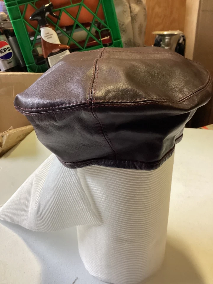 Sombrero de cuero marrón Andrew Wilkie para mujer hecho en Inglaterra usado en excelente estado talla M Foto 3 de 4