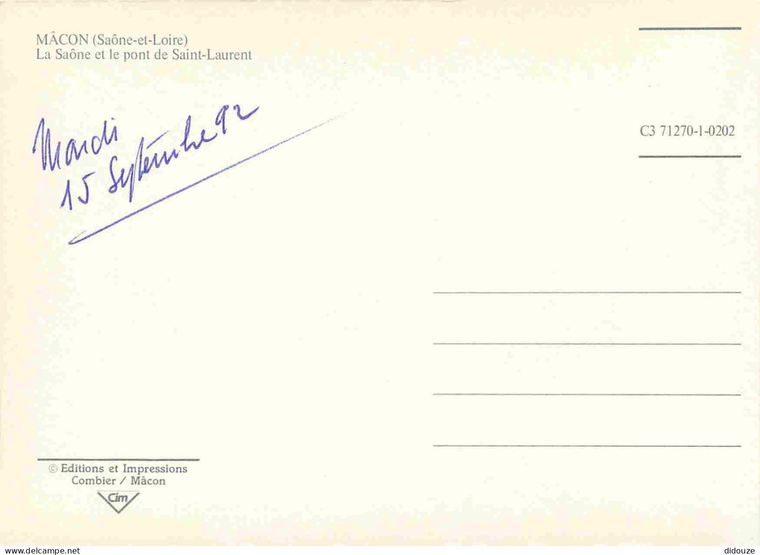 Postcard - 71 - Macon - La Saone et le Pont Saint Laurent - CPM - See Scan thumbnail 2