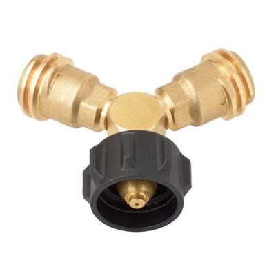 Propane Tank Y Splitter Adapter 20lb LP Gas Connector Brass AB225 Flame King