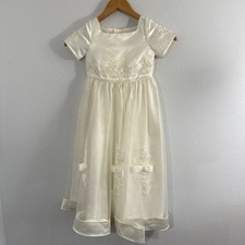 Majestic Dress Kids 4 Ivory Sleveless Beaded Bow Tulle Ball Gown Formal Party