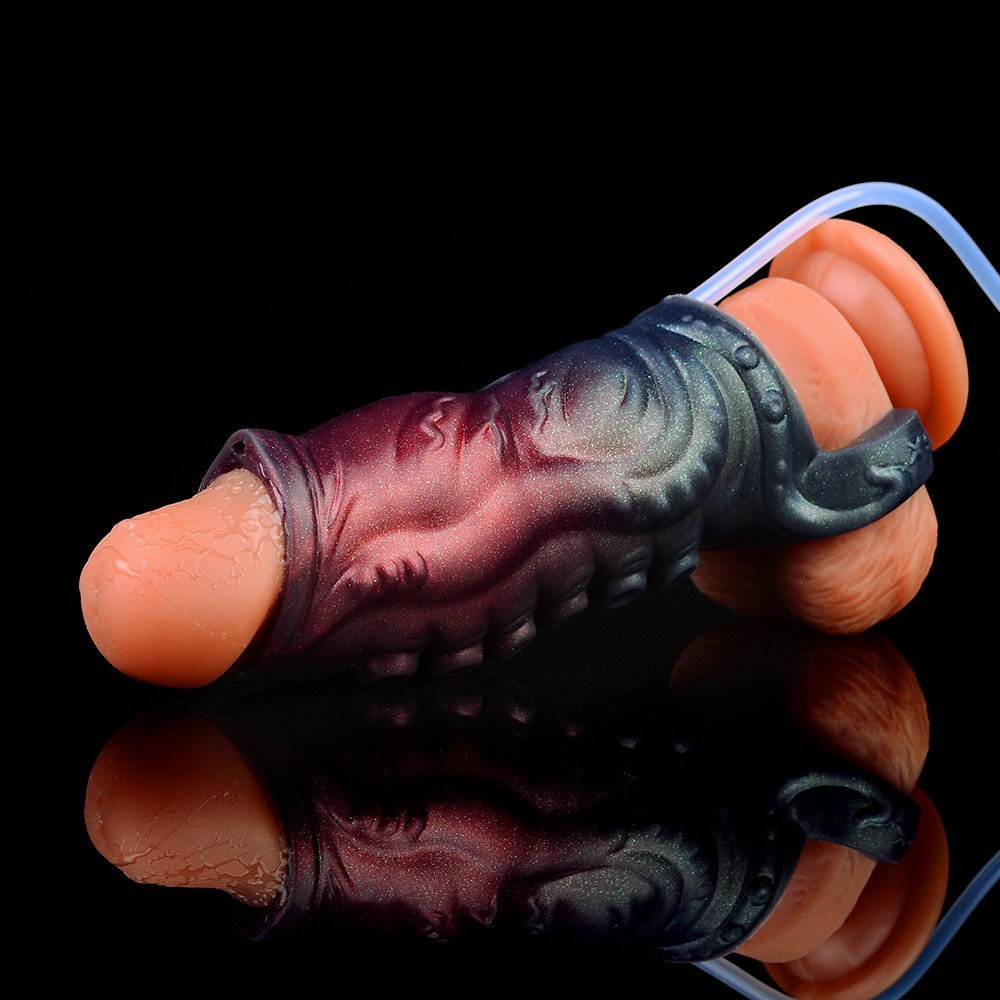 NNSX Squirting Penis Sleeve Textured Sleeve Reusable Condom Extender-Enlarger