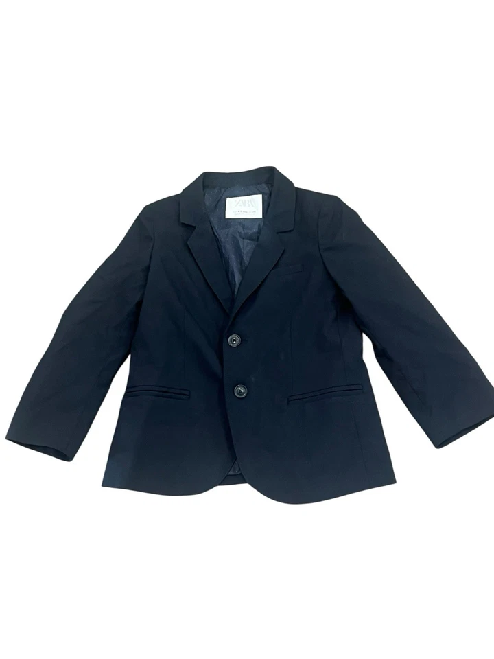 ZARA BOY'S 4-5 NAVY BLUE BLAZER SUIT JACKET 2 BUTTON 1698/550 - Image 2 of 4