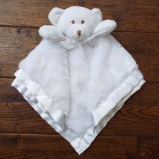 Blankets  Beyond White Teddy Bear Lovey Baby Security Blanket Brown Eyes Satin