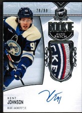 2022 23 UD The Cup #147 Kent Johnson Auto Patch Rookie RC /99 4 clr Sick Patch