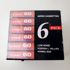 Audio Cassette Tapes 60 Minutes Low Noise 6 Pack NEW sealed 1993 TARGET
