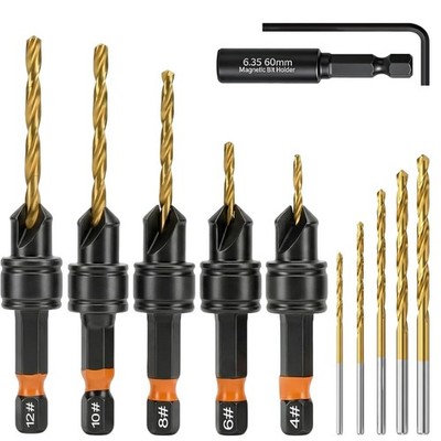 Senkbohrer-Set, 12-teilig Holz Senkspülenbohrer für #4, #6, #8, #1