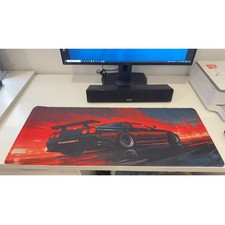 Cyberpunk Sunset Race Car Large Gaming Mouse Pad 31"x11.5" Non-Slip Desk Mat